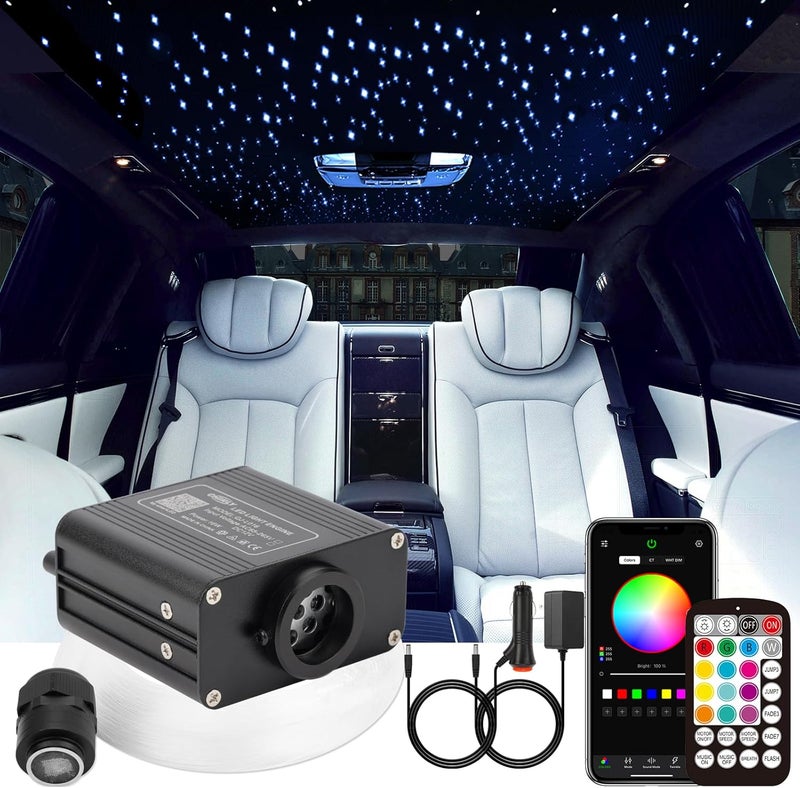 CHINLY Twinkle 460pcs 9.8ft 0.03in Fiber Optic Lights Starlight Headliner kit, Music Mode Bluetooth APP Control Remote, RGBW Star roof Lights for Star Headliner/Home Theater/Pool Ceiling - Image 1